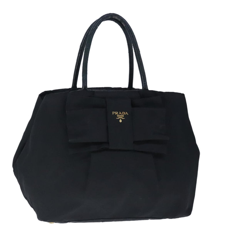Prada Hand Bag Nylon Black Gold