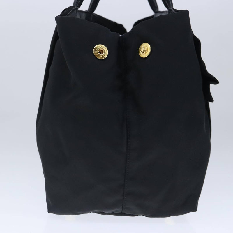 Prada Hand Bag Nylon Black Gold