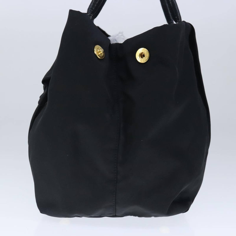 Prada Hand Bag Nylon Black Gold