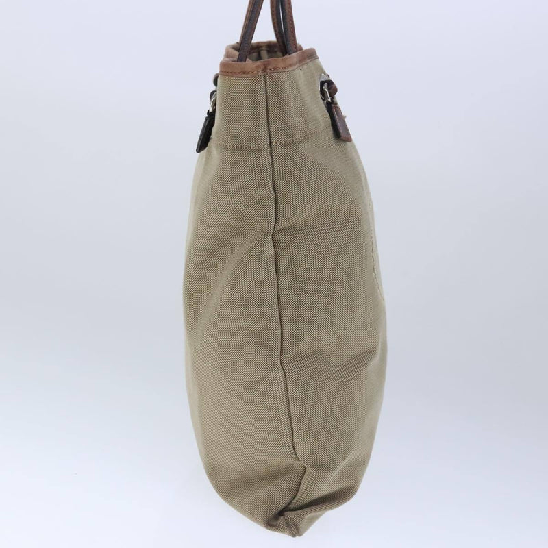 Prada Tote Bag Canvas Beige Silver