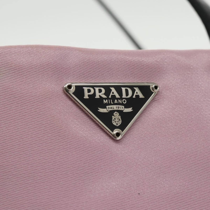 Prada Tote Bag Nylon Pink Black Silver