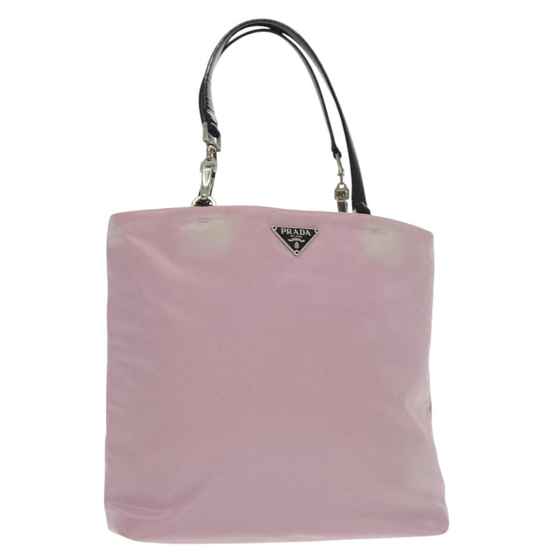 Prada Tote Bag Nylon Pink Black Silver