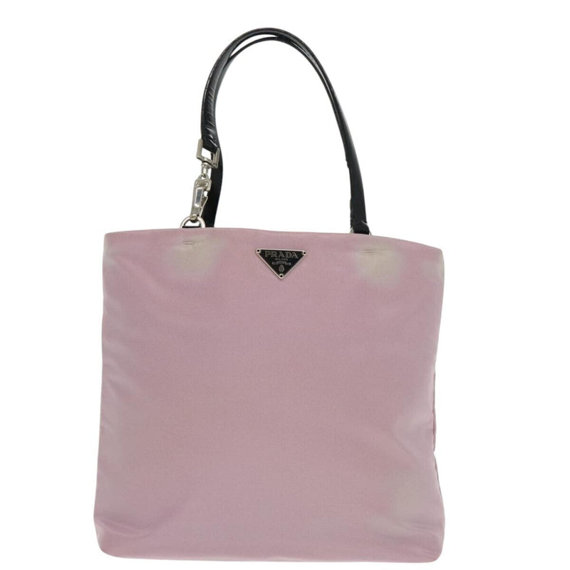Prada Tote Bag Nylon Pink Black Silver