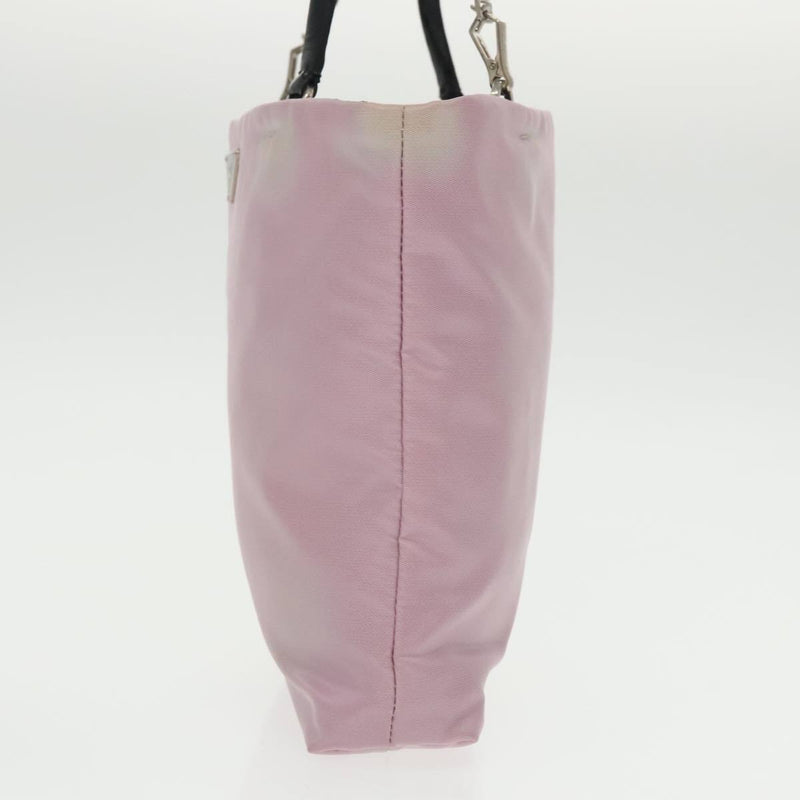Prada Tote Bag Nylon Pink Black Silver