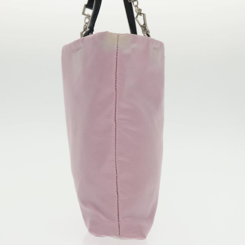 Prada Tote Bag Nylon Pink Black Silver
