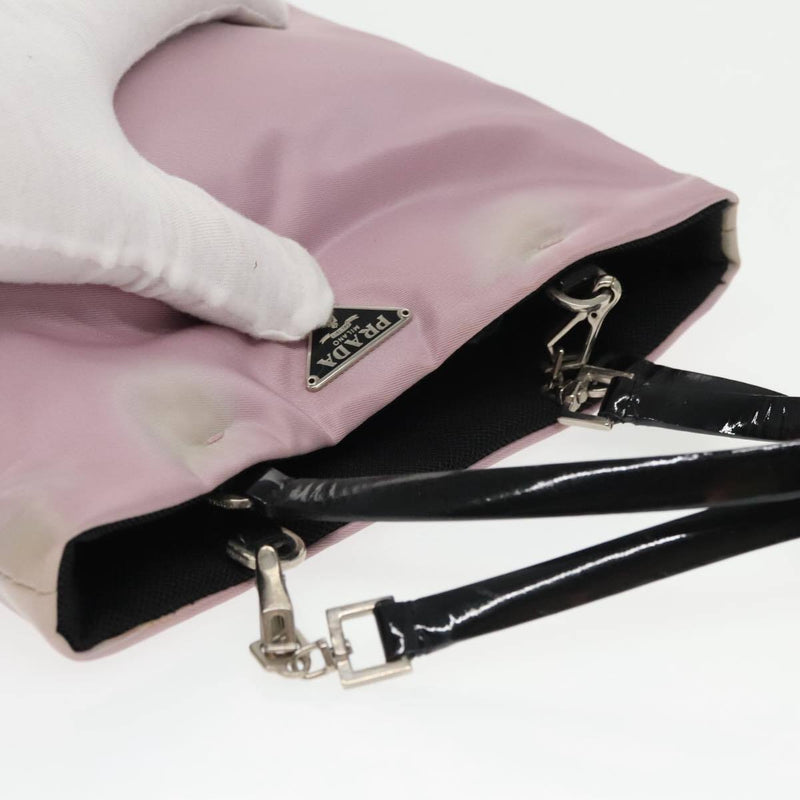 Prada Tote Bag Nylon Pink Black Silver