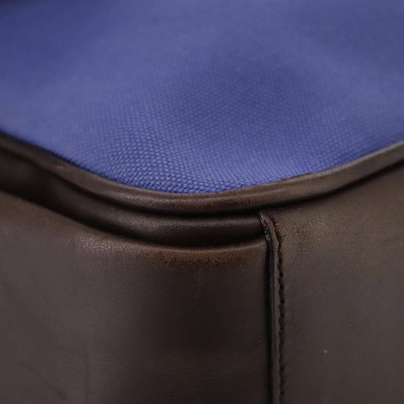 Prada Shoulder Bag Canvas Leather Blue