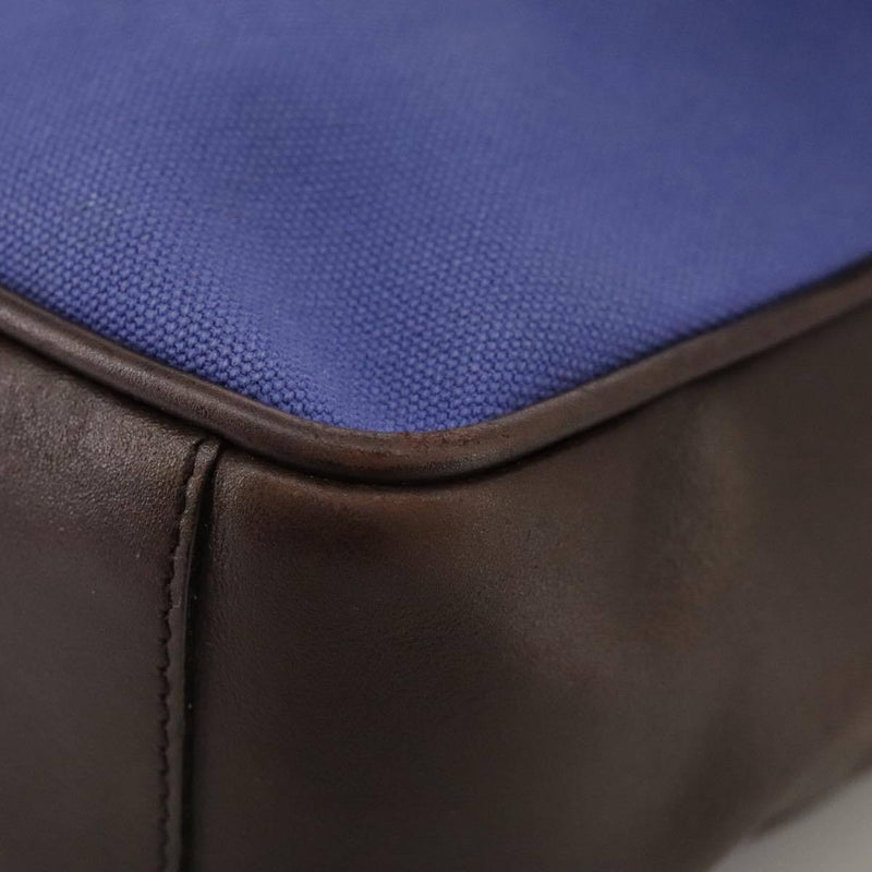 Prada Shoulder Bag Canvas Leather Blue