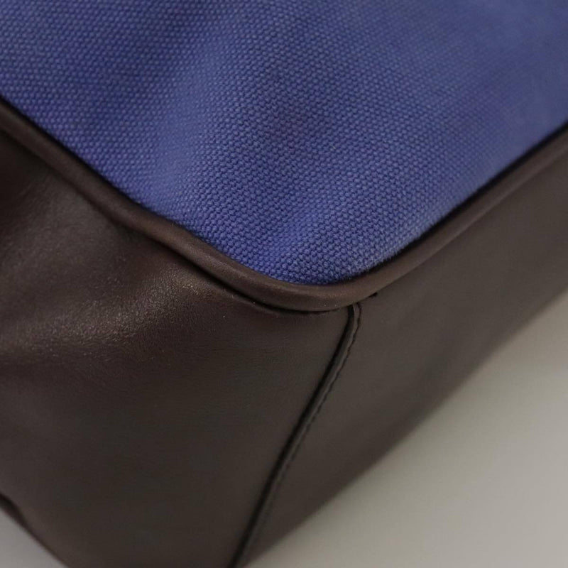 Prada Shoulder Bag Canvas Leather Blue