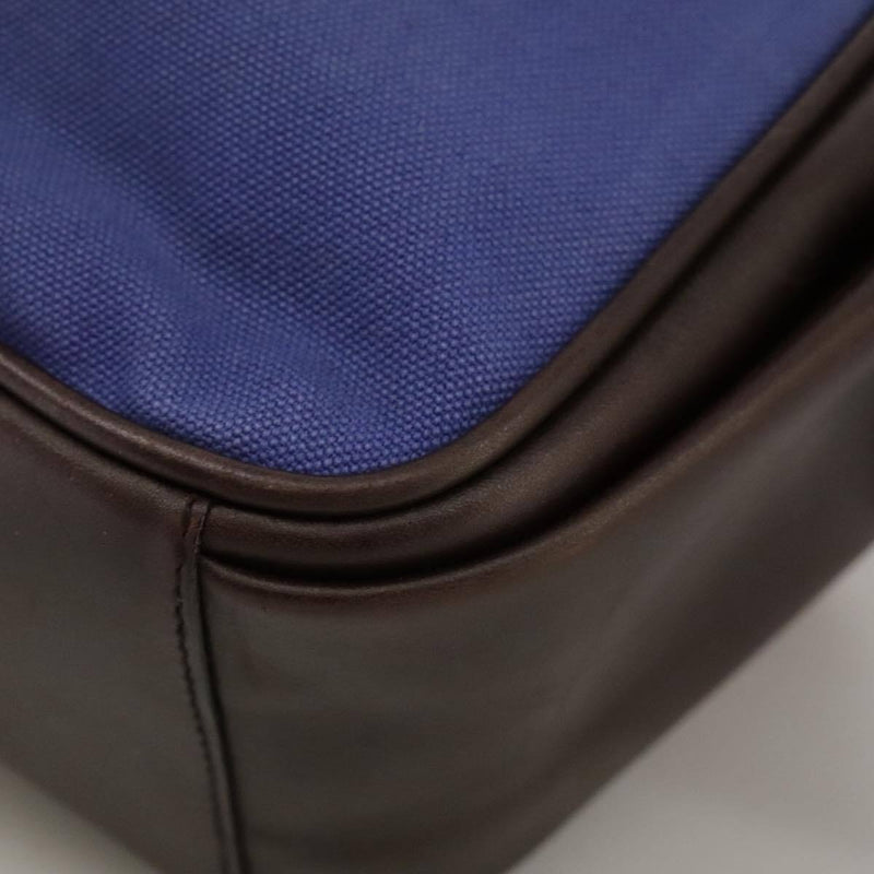 Prada Shoulder Bag Canvas Leather Blue