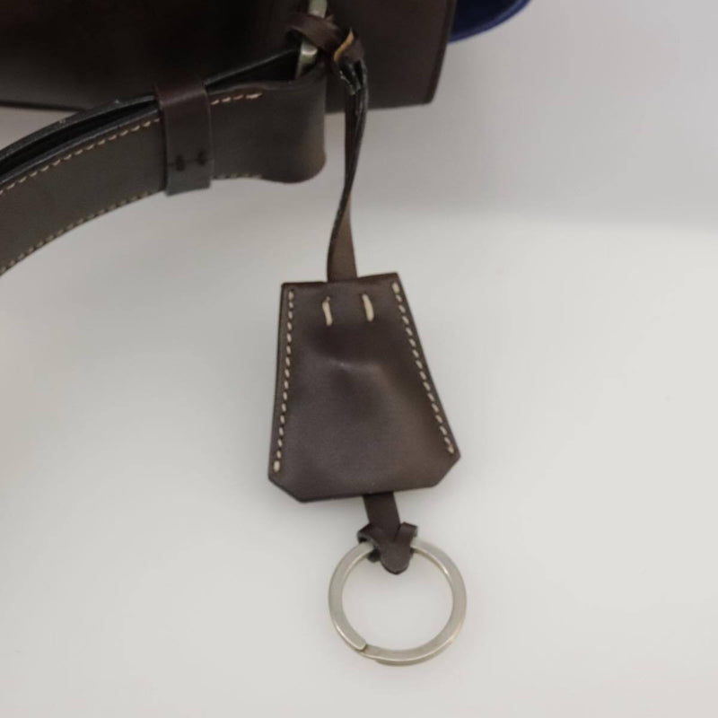 Prada Shoulder Bag Canvas Leather Blue