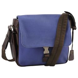 Prada Shoulder Bag Canvas Leather Blue