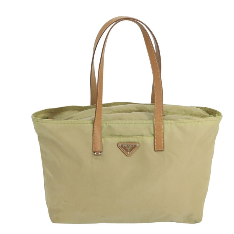 Prada Tote Bag Nylon Beige Silver