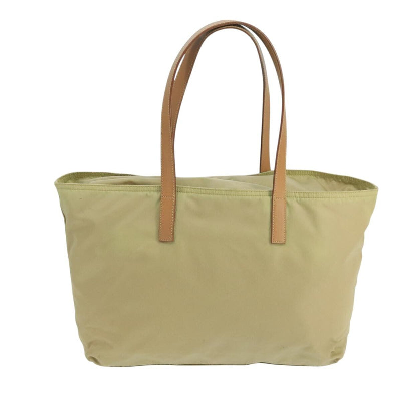 Prada Tote Bag Nylon Beige Silver