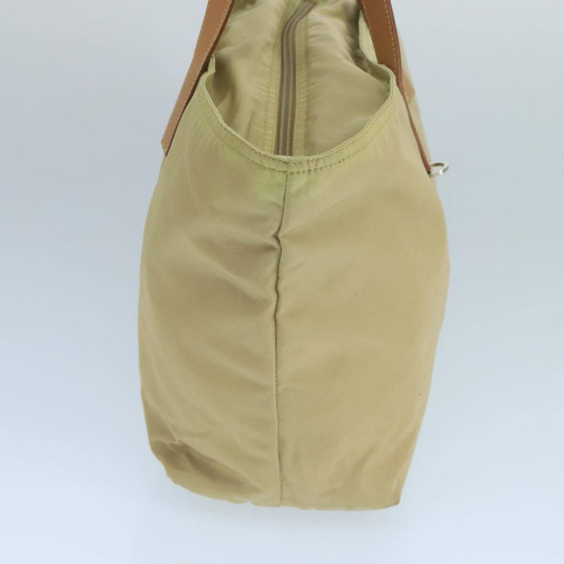 Prada Tote Bag Nylon Beige Silver