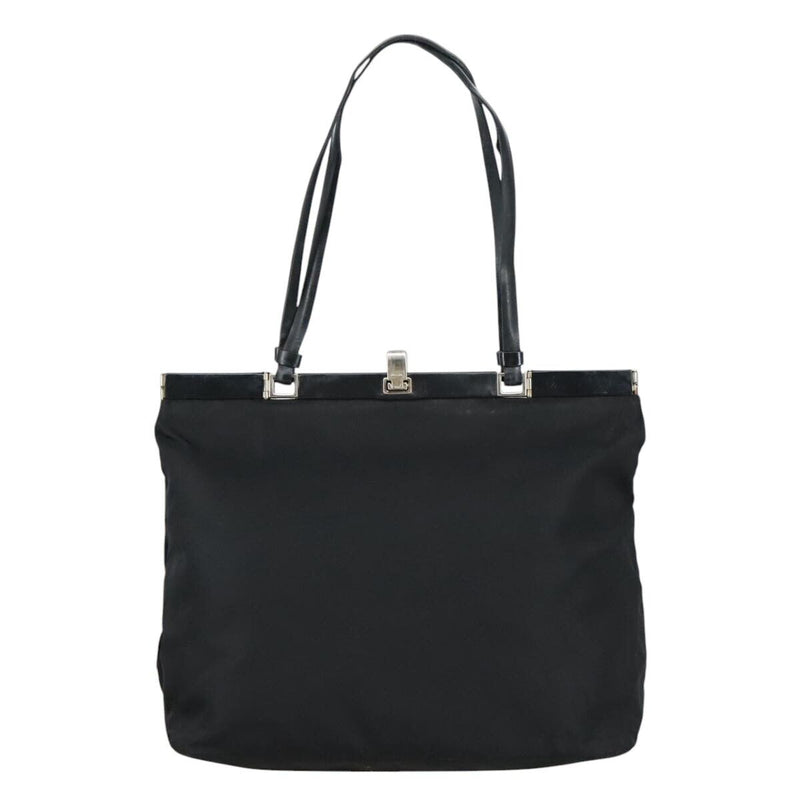 Prada Tote Bag Nylon Black Silver