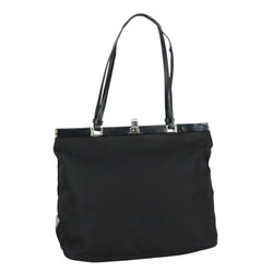 Prada Tote Bag Nylon Black Silver