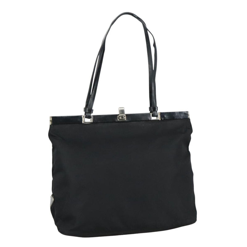 Prada Tote Bag Nylon Black Silver