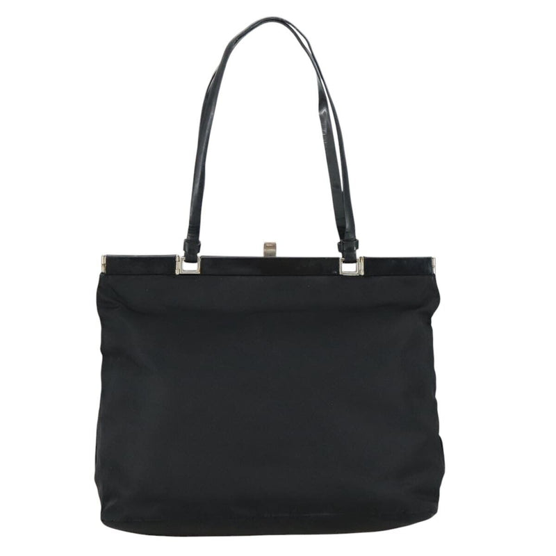 Prada Tote Bag Nylon Black Silver