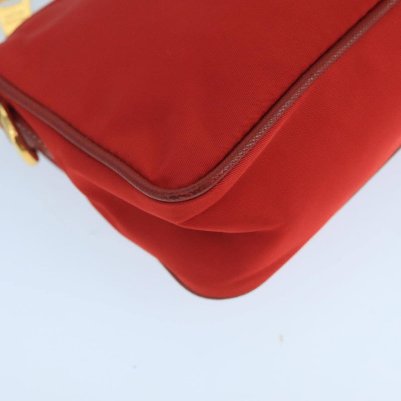 Prada Hand Bag Nylon Red Gold