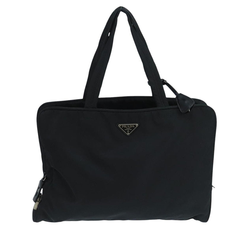 Prada Tote Bag Nylon Black Silver