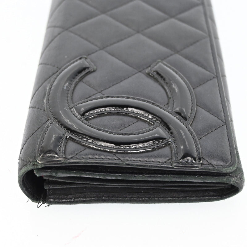 Chanel Black Leather Wallet Logos Cambon