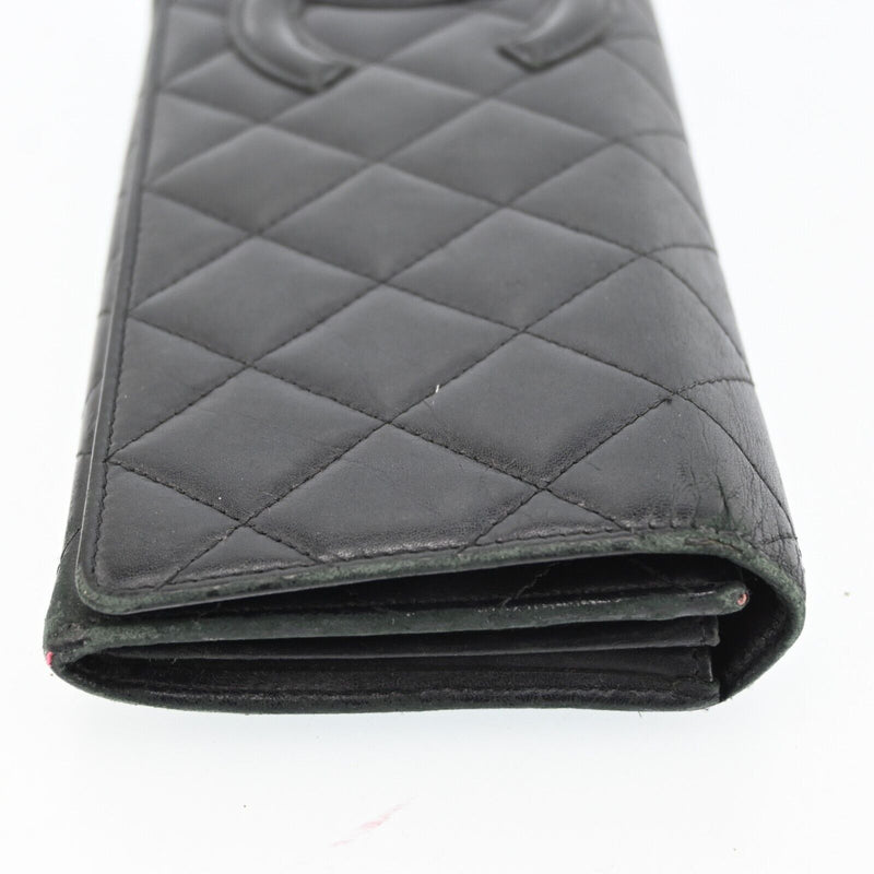 Chanel Black Leather Wallet Logos Cambon