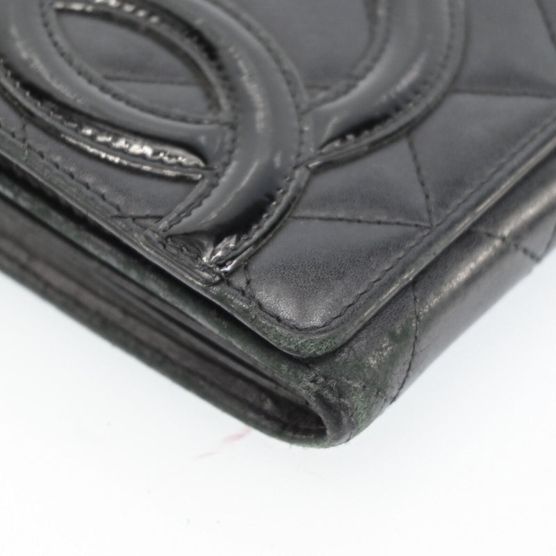 Chanel Black Leather Wallet Logos Cambon