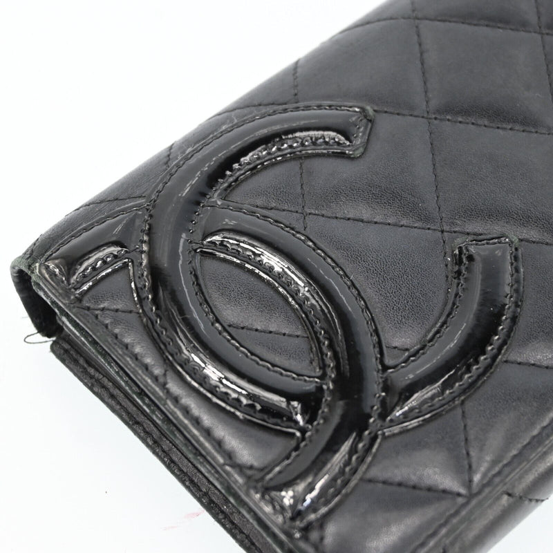 Chanel Black Leather Wallet Logos Cambon