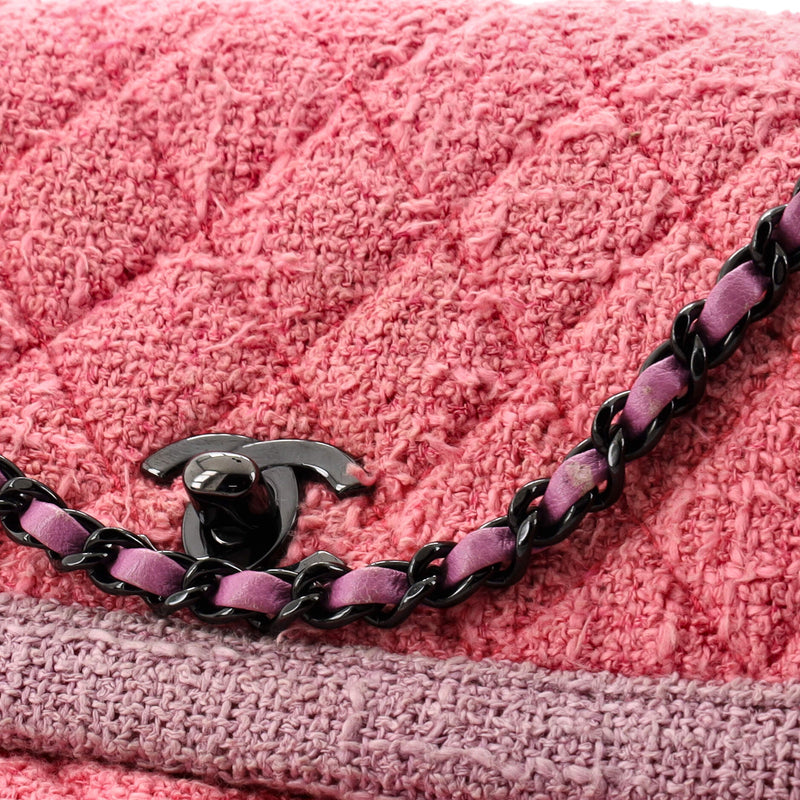 Chanel Two Tone Flap Bag Quilted Tweed
