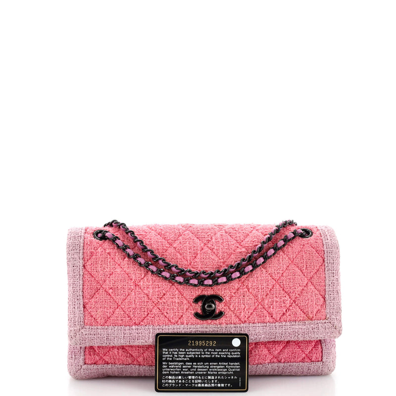 Chanel Two Tone Flap Bag Quilted Tweed