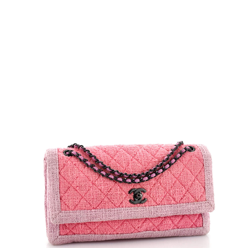 Chanel Two Tone Flap Bag Quilted Tweed