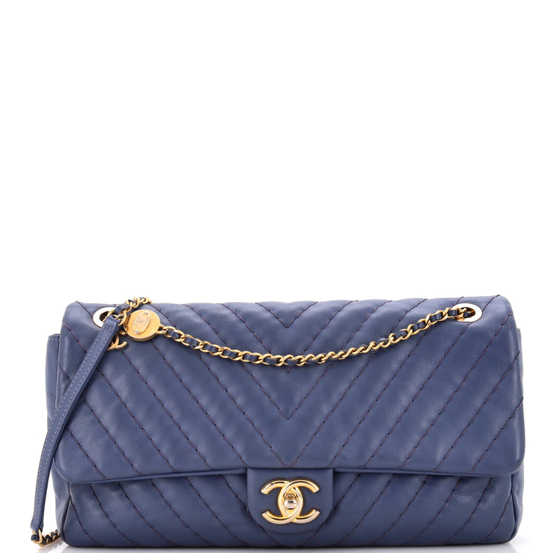 Chanel Medallion Charm Flap Bag Chevron