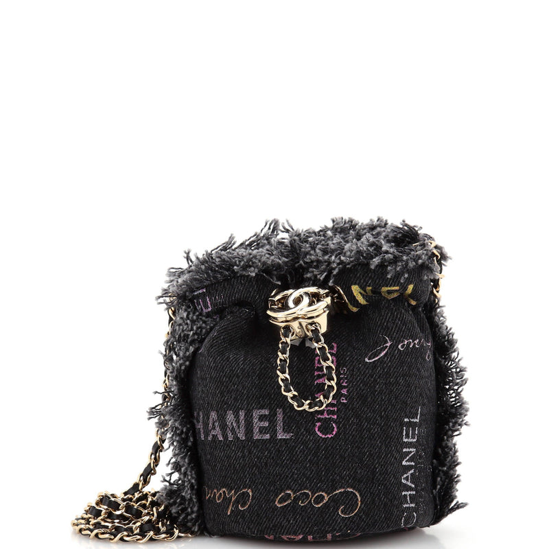 Chanel Denim Mood Chain Bucket Bag Logo