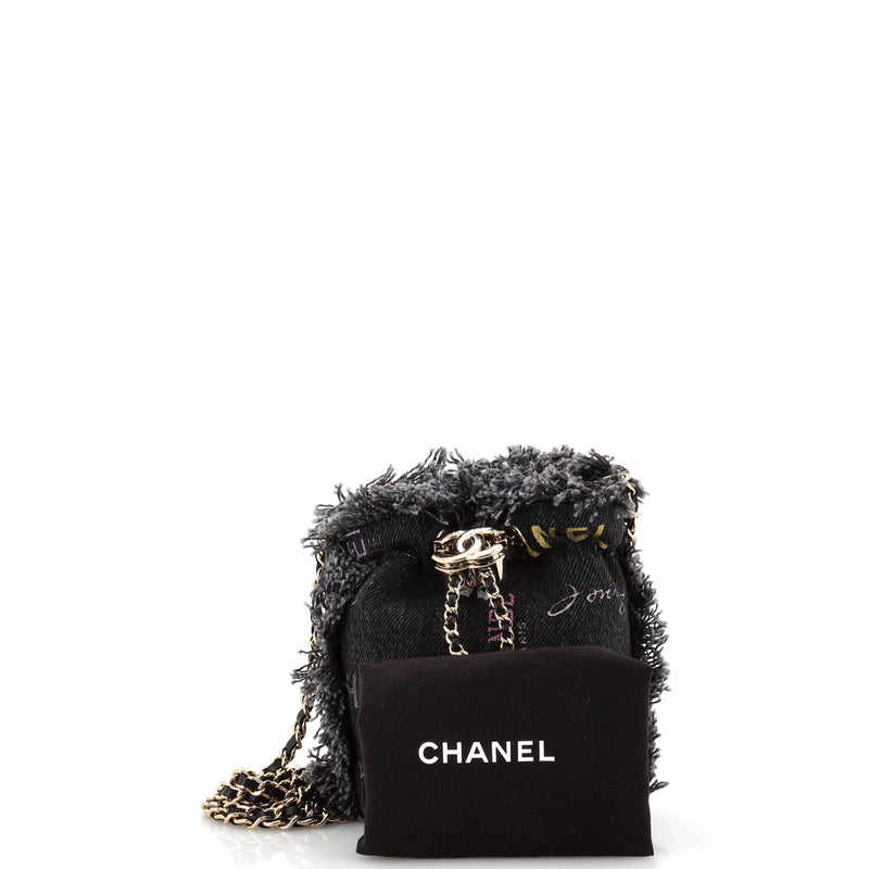 Chanel Denim Mood Chain Bucket Bag Logo