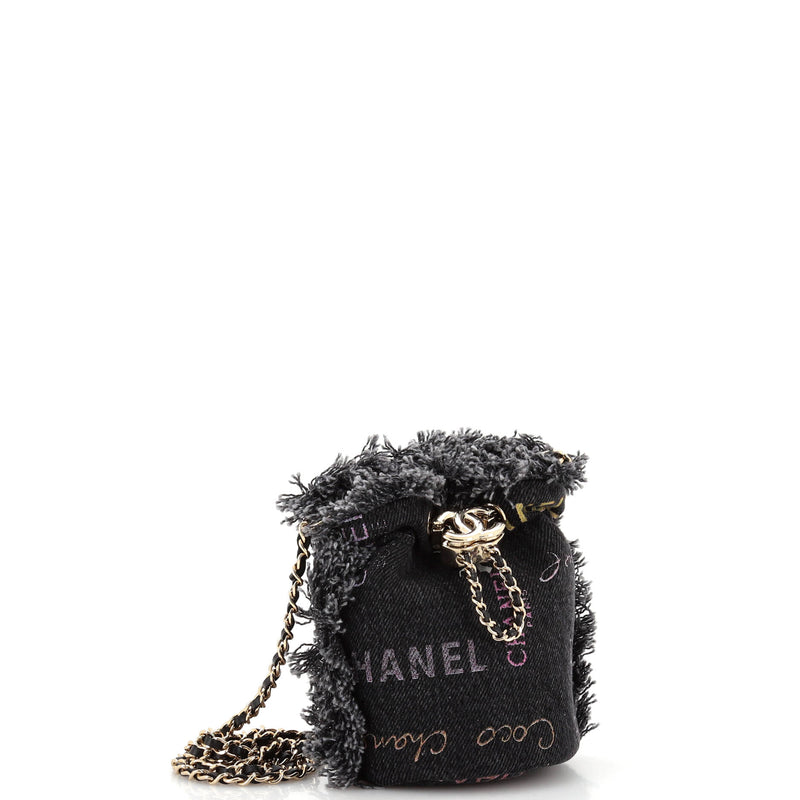 Chanel Denim Mood Chain Bucket Bag Logo