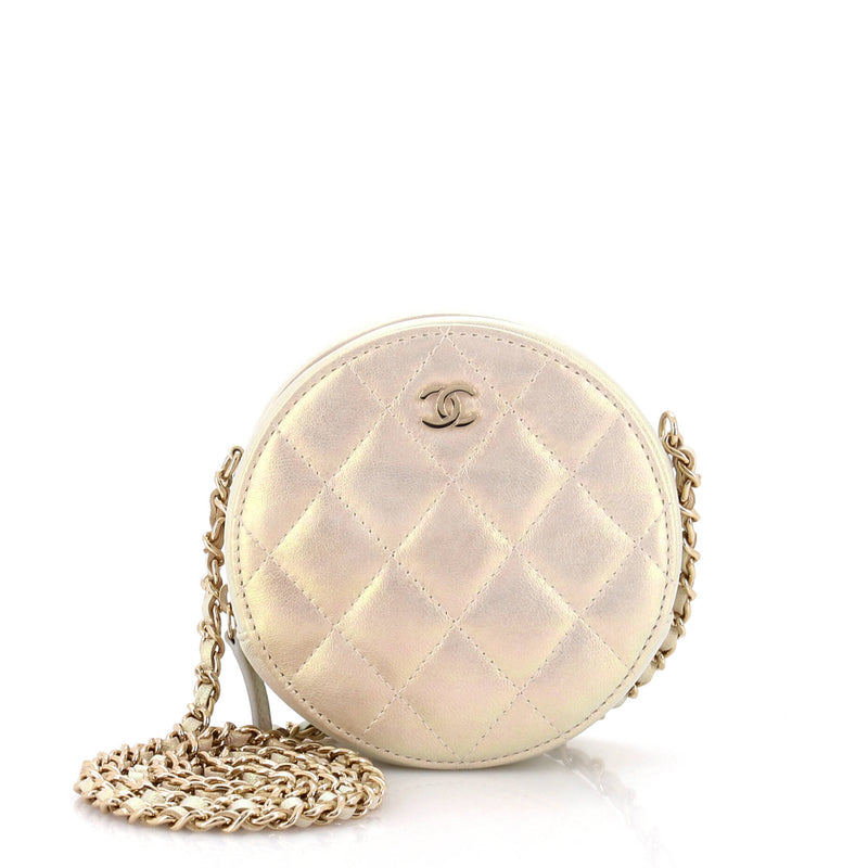 Chanel Round Clutch With Chain Quilted