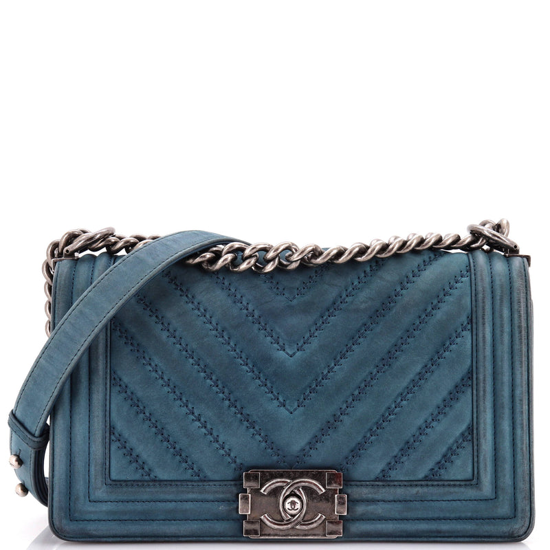 Chanel Boy Flap Bag Chevron Nubuck Old
