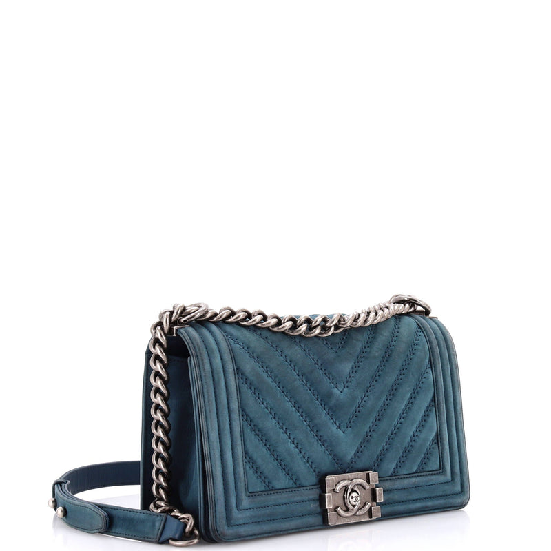 Chanel Boy Flap Bag Chevron Nubuck Old