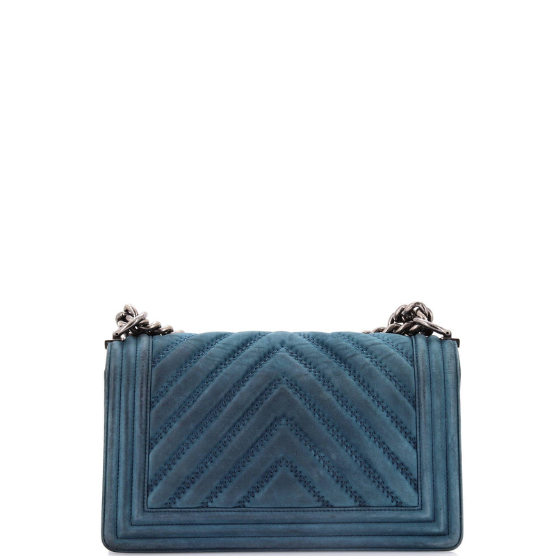 Chanel Boy Flap Bag Chevron Nubuck Old