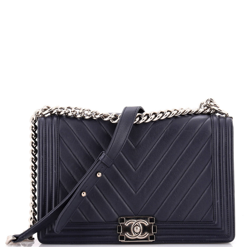 Chanel Boy Flap Bag Chevron Lambskin New