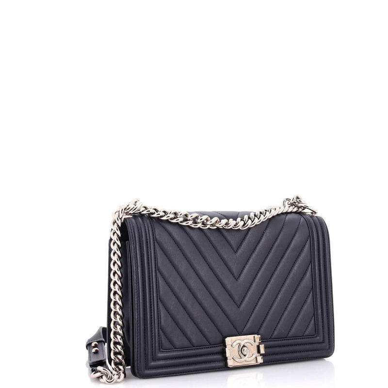 Chanel Boy Flap Bag Chevron Lambskin New