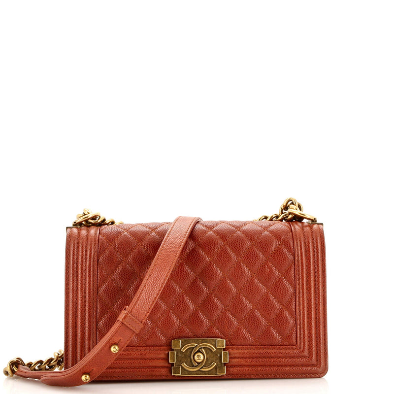 Chanel Boy Flap Bag Quilted Caviar Old