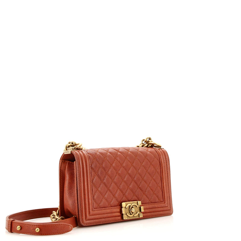 Chanel Boy Flap Bag Quilted Caviar Old