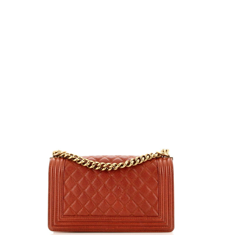 Chanel Boy Flap Bag Quilted Caviar Old