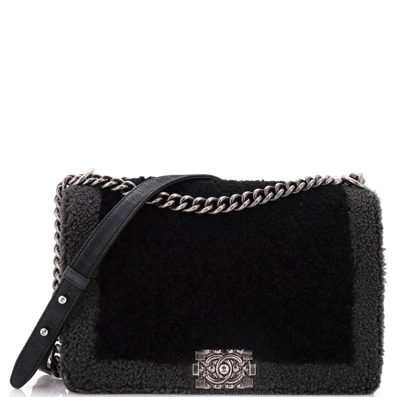 Chanel Boy Flap Bag Shearling New Medium