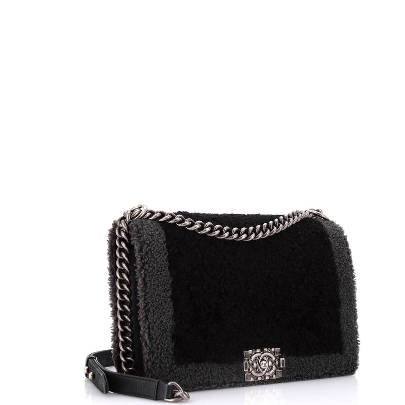 Chanel Boy Flap Bag Shearling New Medium