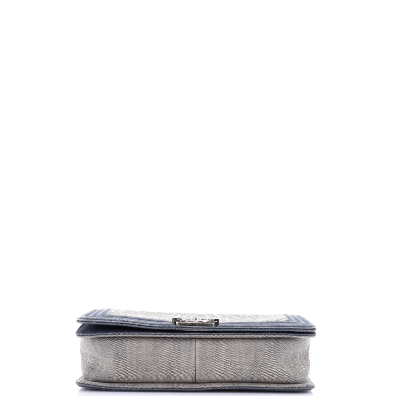 Chanel Boy Flap Bag Chevron Denim New