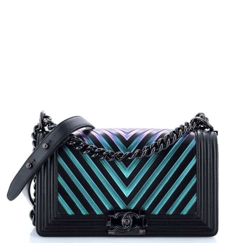 Chanel Boy Flap Bag Chevron Painted