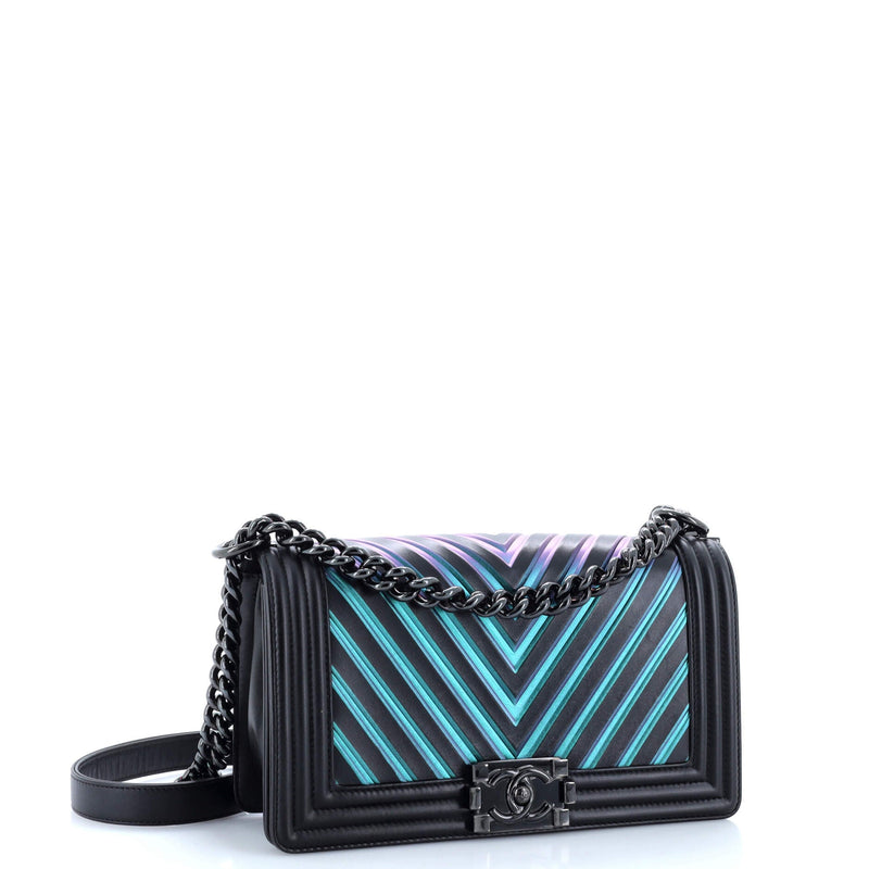 Chanel Boy Flap Bag Chevron Painted